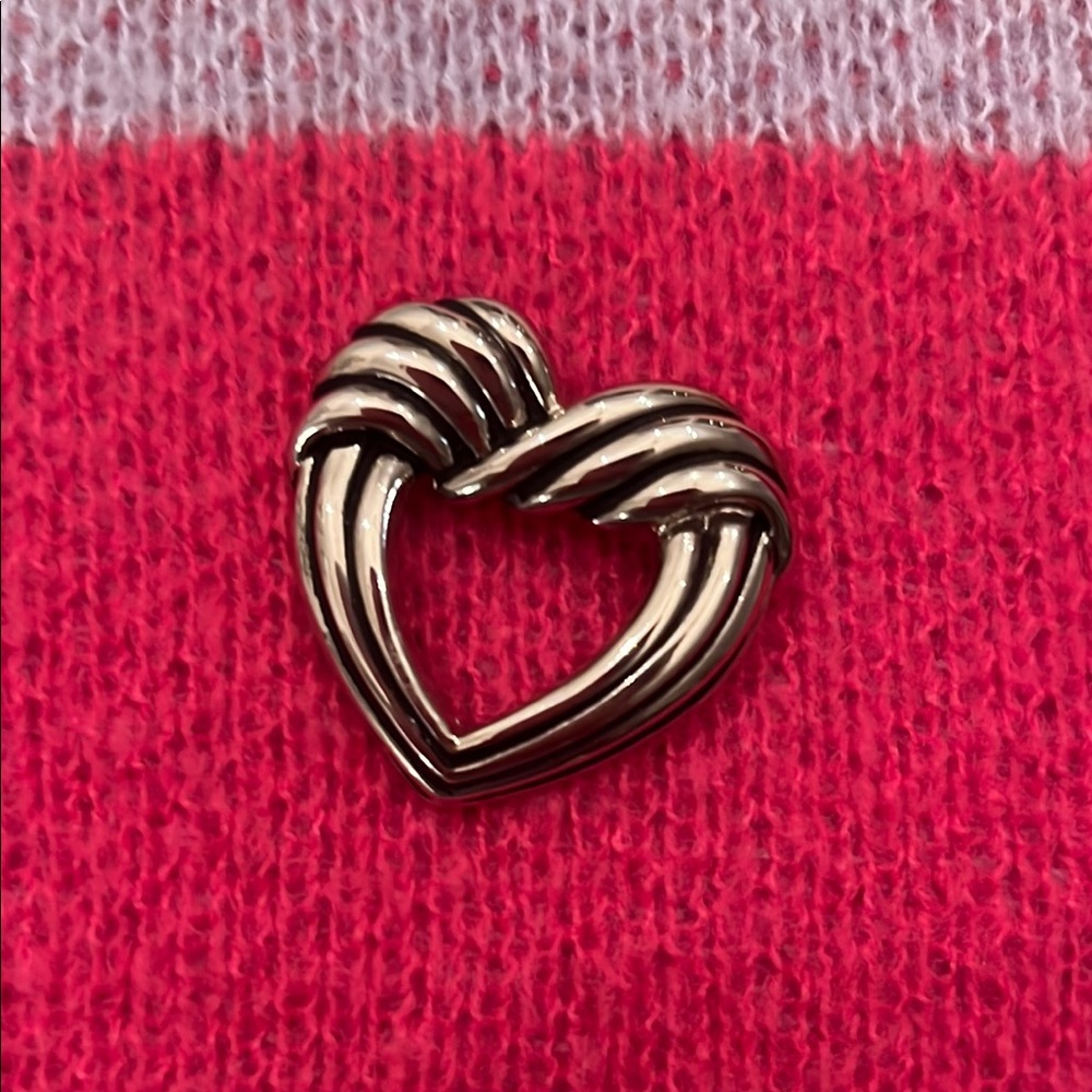 Silver-Tone Open Heart Brooch Pin